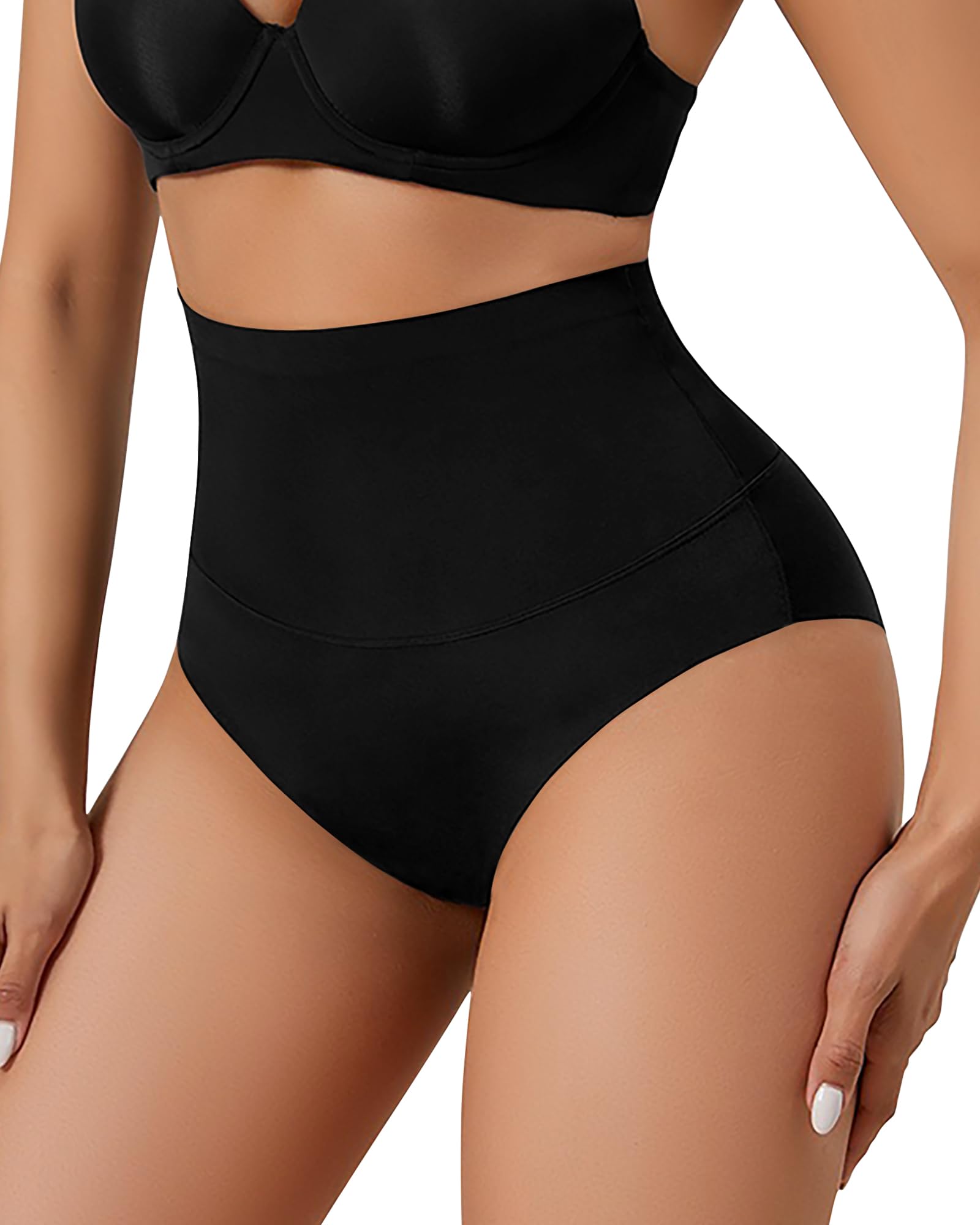 ASIMOONSlight Tummy Control Bikini Underwear High Waisted Seamless Underwear for Women Soft Stretch No Show Cheeky Panty