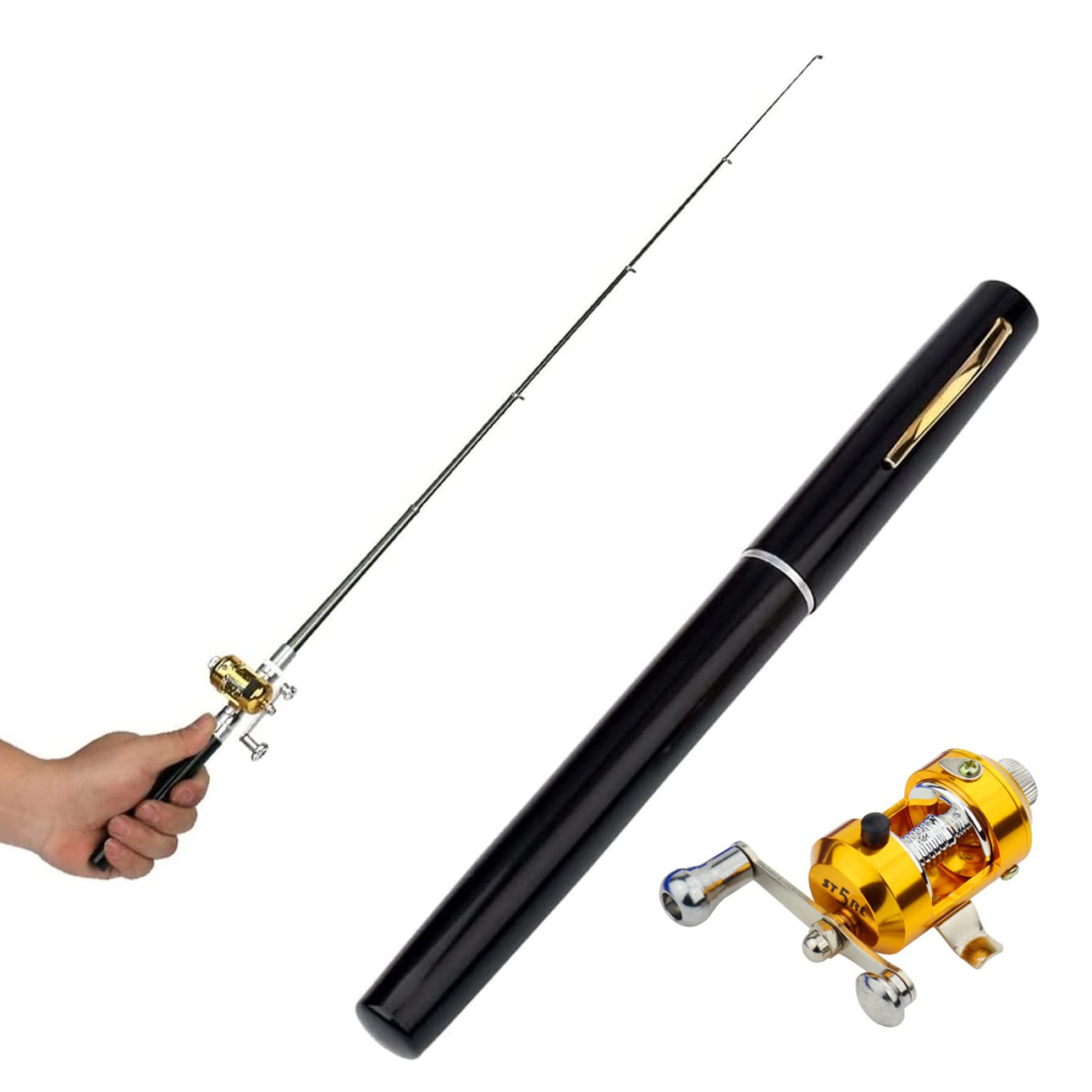 Caña de pesca y carrete de bolsillo telescópica para evitar equipos pesados 8