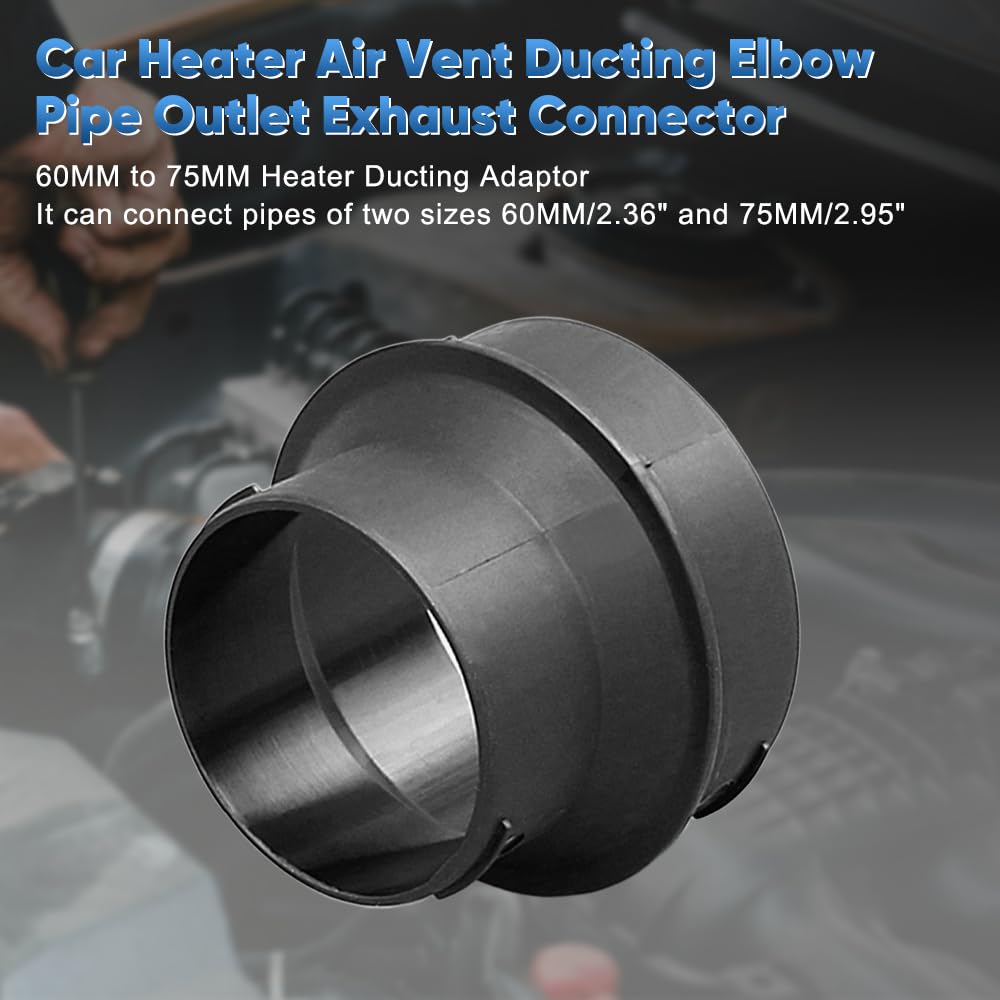 Baceyong 60MM to 75MM Heating Pipe Adapter, Heater Ducting Adaptor Reducer Connector Air Heater Duct Pipe - Image 4