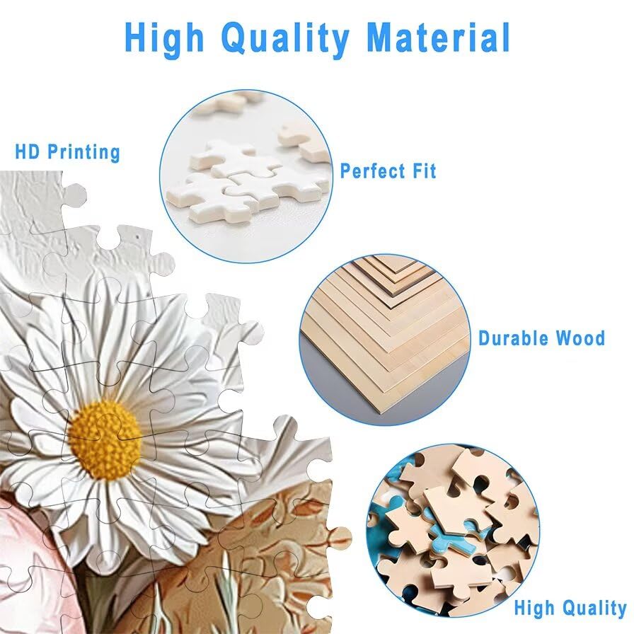 Puzzle 1000 elementów wielkanocnych, 1000 elementów dla dorosłych i dzieci od 14 lat, jajka wielkanocne drewniane puzzle z wykwintnym pudełkiem do pakowania, do dekoracji ścian, prezent dla kobiet