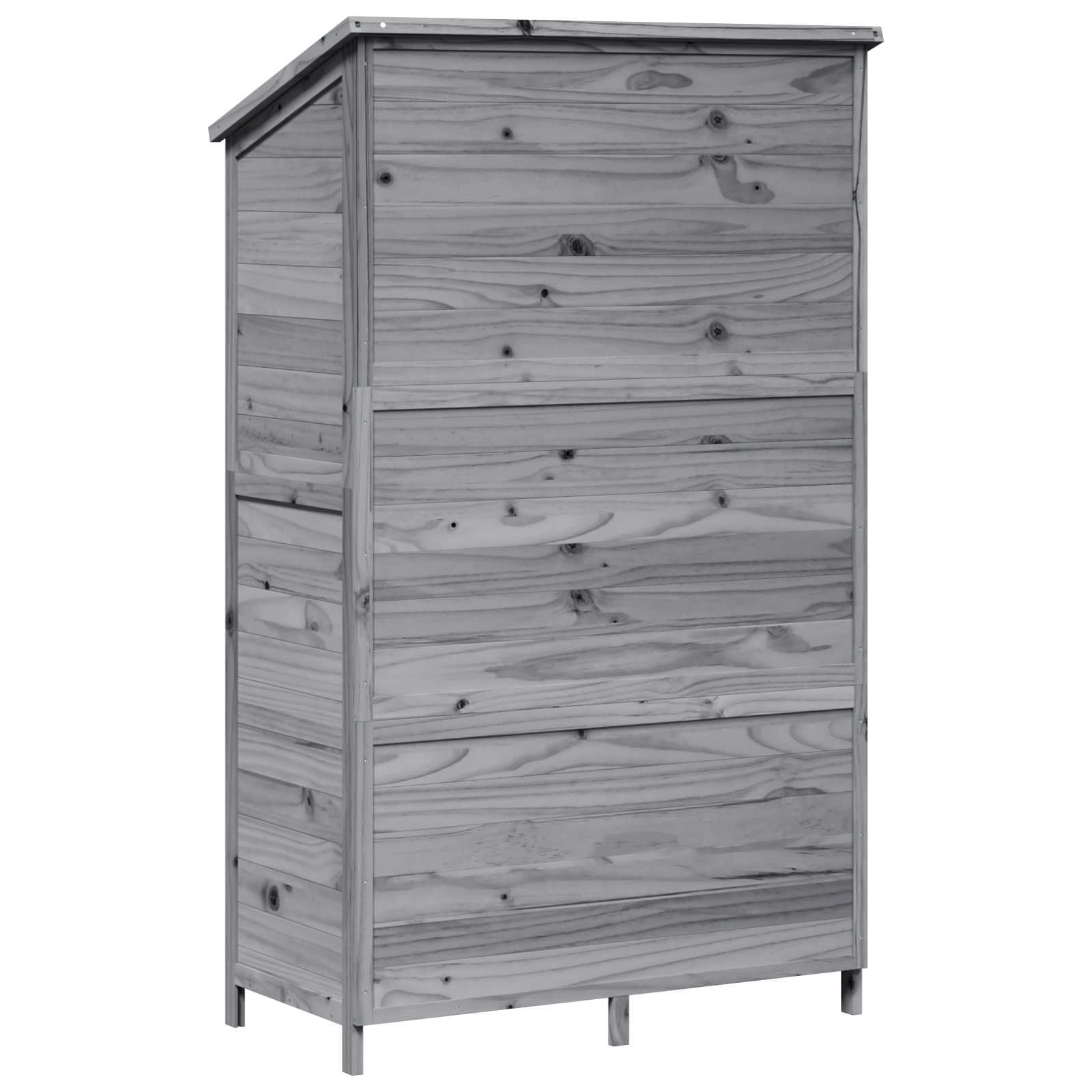 Capanno da giardino grigio, 106,5 x 56 x 176 cm, in legno | Armadio compatto per terrazze e cortili con tetto inclinato in asfalto e porta di ventilazione per tenere in ordine.