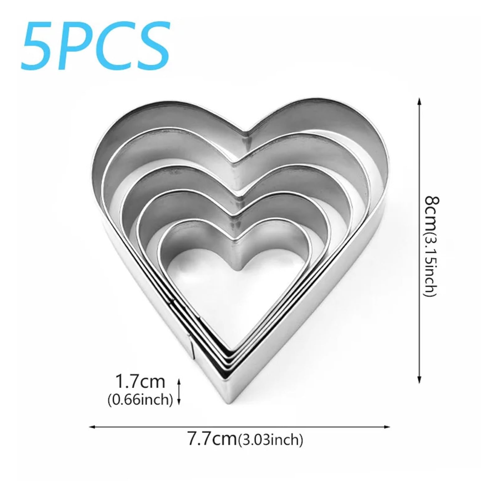 5 pièces bricolage coeur d'amour en acier inoxydable emporte-pièce en acier inoxydable coeur outils de cuisson moules à biscuits for outils de gâteau de la saint-valentin