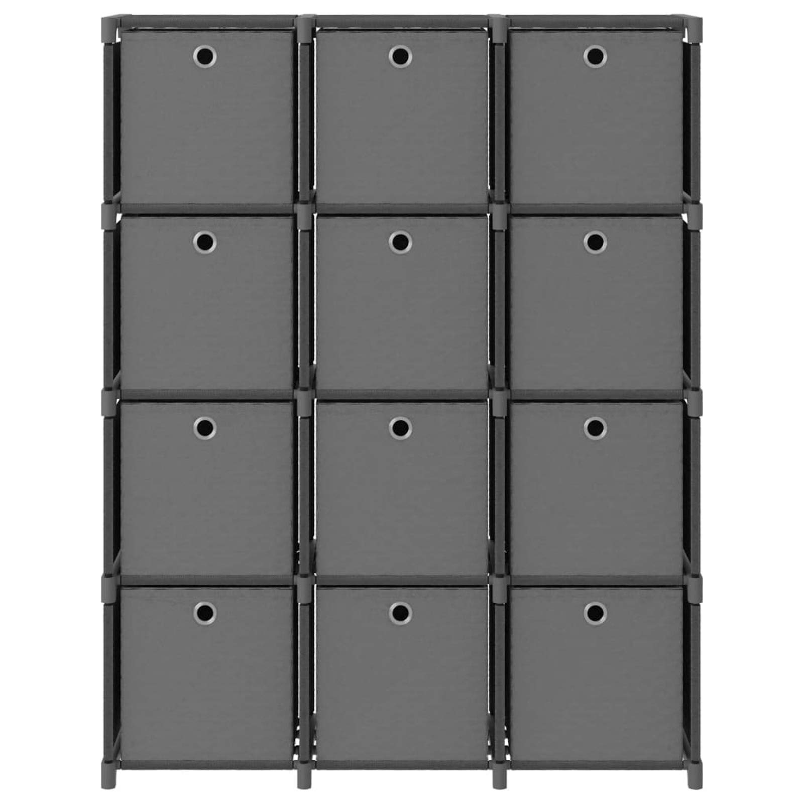 Estantería de 12 Cubos con Cajas Estante de Almacenamiento Armario Modular Estantería Modular Tela Gris 103x30x141 cm