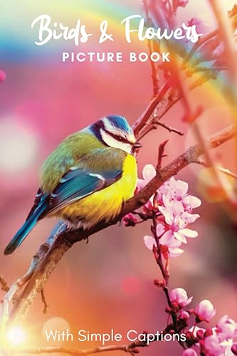 Picture Book of Flowers &amp; Birds: Gift for dementia patients and seniors living with Alzheimer’s disease. Large print for adults with simple captions. (Picture Book for Dementia Patients)