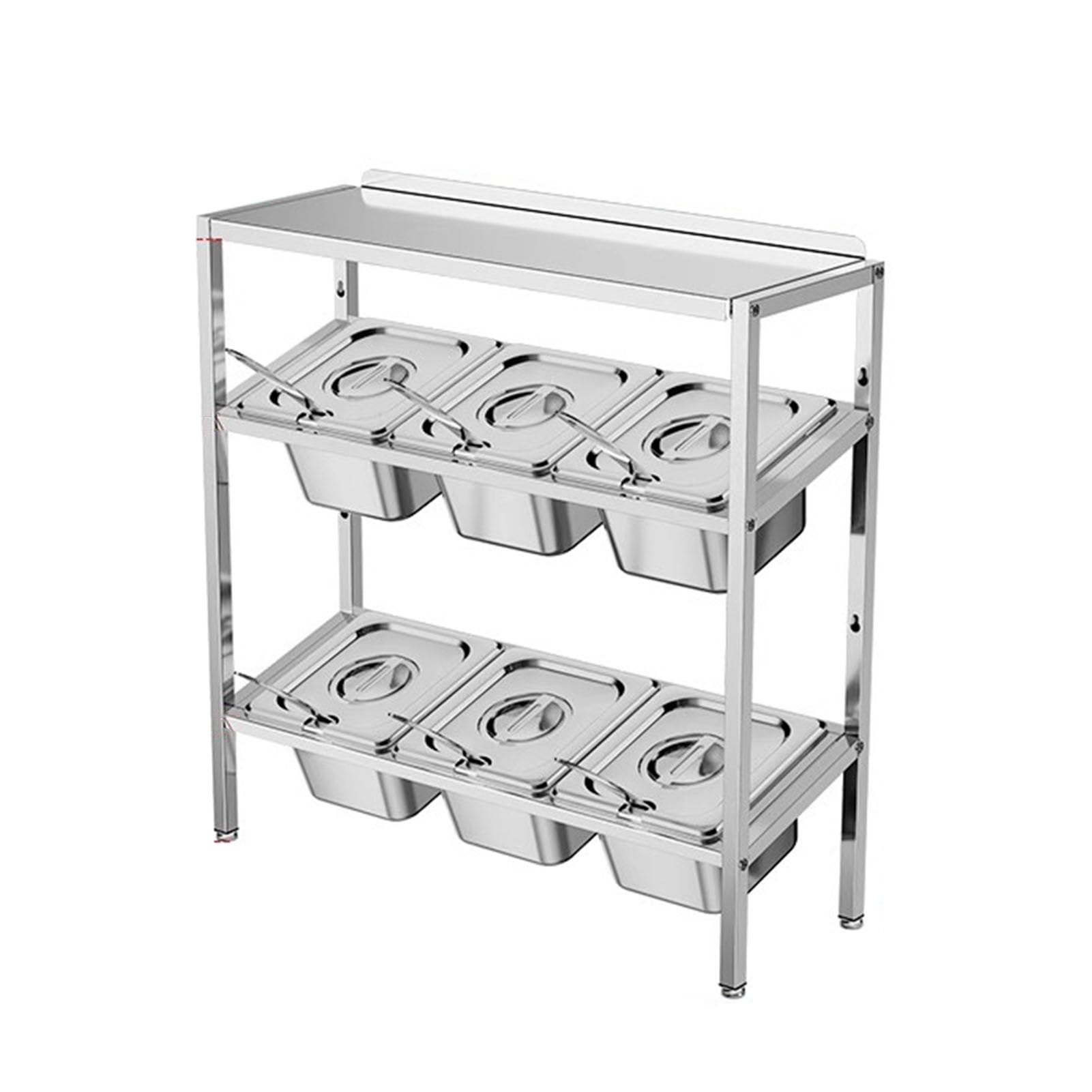 Support de rangement à épices, étagère en acier inoxydable pour récipients d'assaisonnement de cuisine, idéal pour le comptoir et l'organisation de la salle à manger, 53 x 18,5 x 53 cm