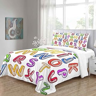 ZSZCDU Copripiumino Letto Matrimoniali 230x220cm - Copripiumone Matrimoniale Lettere inglesi colorate in Morbida Microfibra Set Copripiumini e 2 Federe 50x80 cm