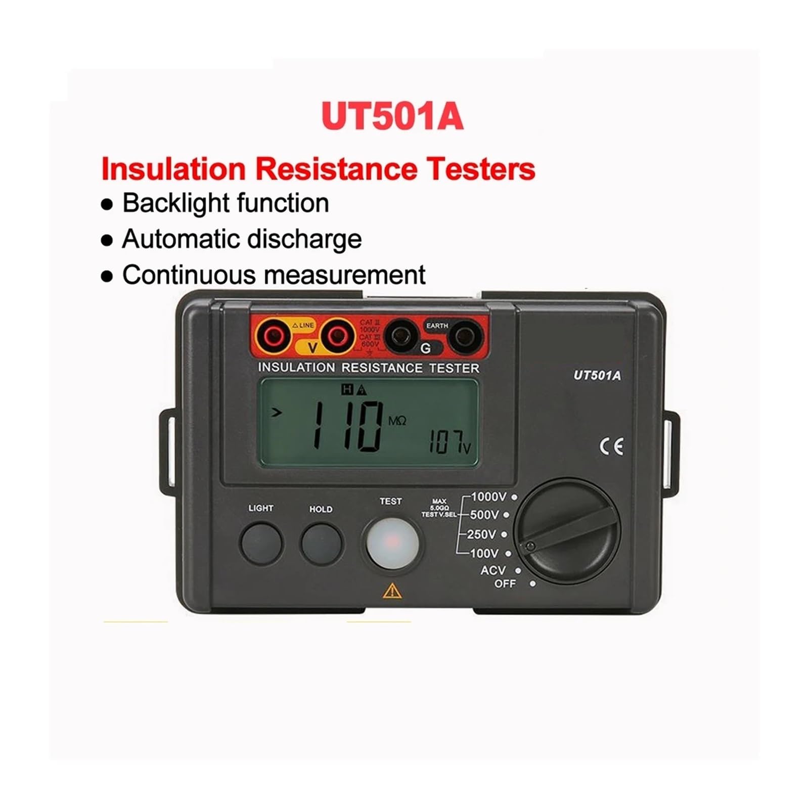 Medidores de Resistencia, Comprobador de resistencia aislamiento UT501A, megóhmetro 1000 V, ohmímetro 5 GΩ, digital profesional, eléctrico