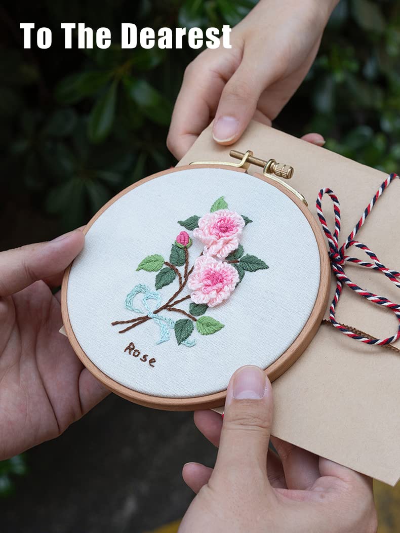 Kit per Ricamo fai da te Kit da ricamo Motivo a fiori Ricamo fai da te Kit completi Ricamati su vestiti Punto croce Cucito Ricami con cerchio Kit Punto a Croce Per Principianti ( Color : Embroidery Ki