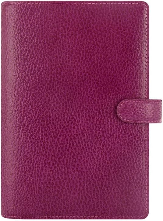 Filofax Personal Finsbury raspberry full grain leather organiser, Ivory/Transparent