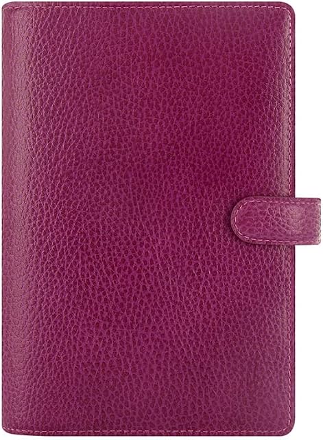 Filofax Personal Finsbury raspberry full grain leather organiser, Ivory/Transparent