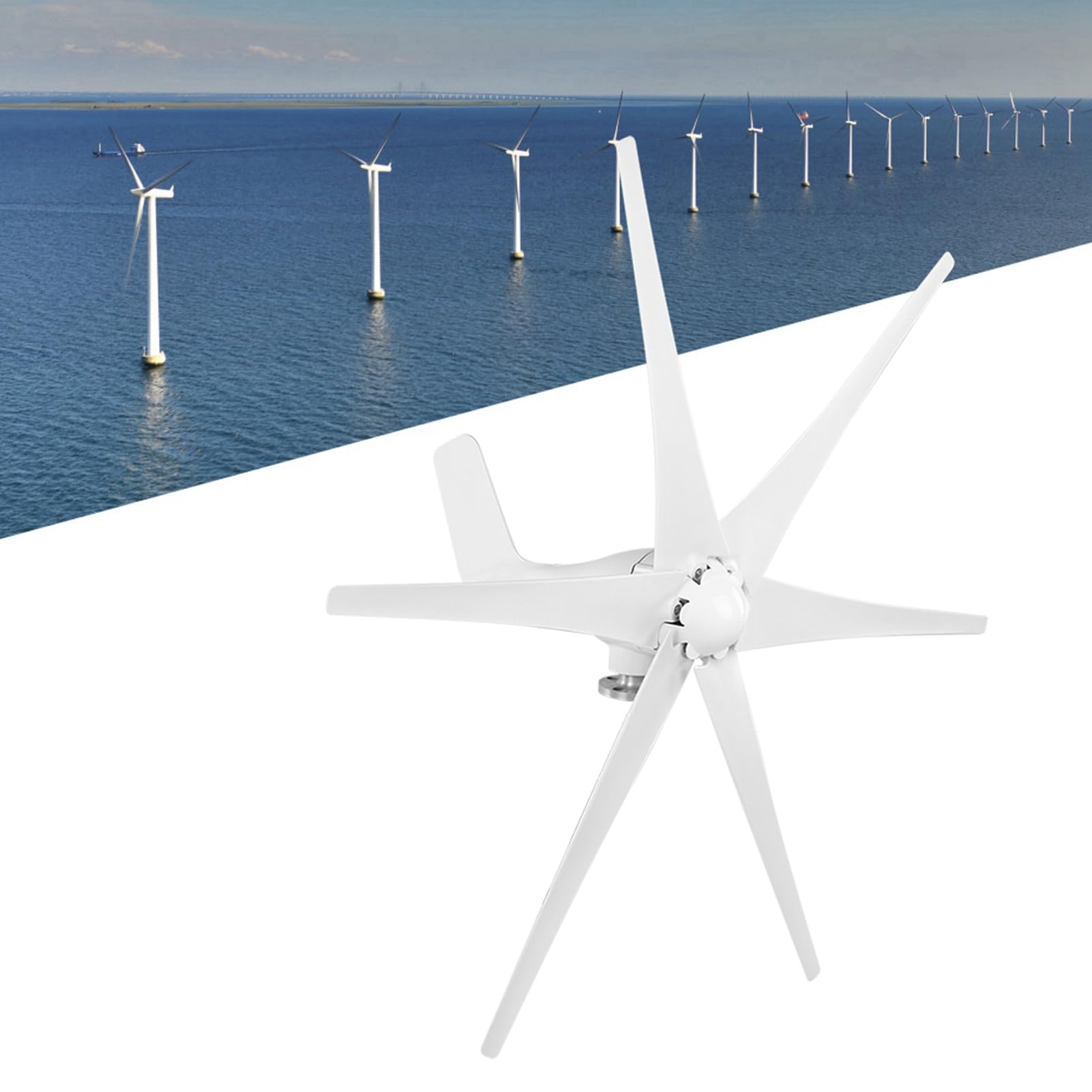 Fafeicy Eoliche Professionali Generatore Eolico a 6 Pale 1600 W, Vibrazioni Ridotte, Tasso di Utilizzo Elevato, velocità di Avvio Lenta, Parti e Accessori per Energia Eolica, Solare Ed Eolica con
