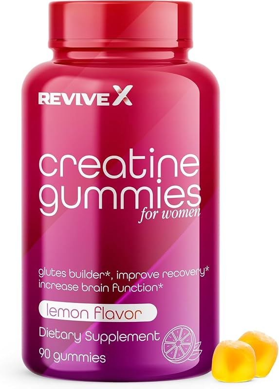 Revive X Suplemento de Creatina Monohidratada em Gomas 3 g por porção, Sabor Limão, 90 gomas