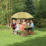 Naturally Playful Picnic Table with 60-inch Umbrella, 3 Years Up, Table Top, 2 Wide Benches, Toddler, Playset, Kids Furntiure, Bundle with Our Expert Guide with Tips for Home Arrangement