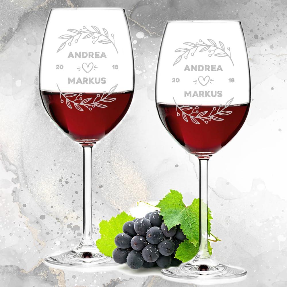 Leonardo Calici Personalizzati Con Incisione Per Matrimonio - Set Bicchiere Da Birra 500 Ml E Calice Da Vino 460 Ml, Vetro Lavabile In Lavastoviglie