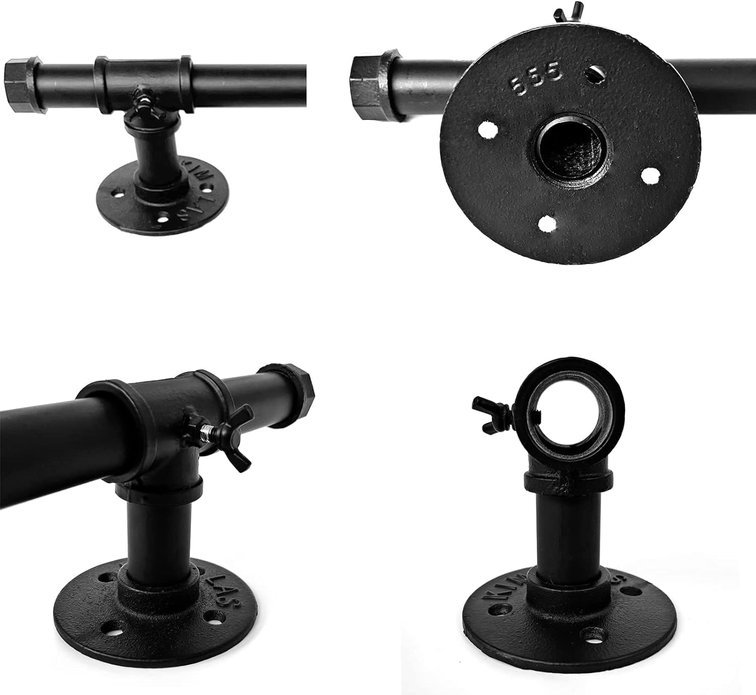 Pot rack wall mounted hanging pot and pan rack 23 3/5 inch with 6 S-hooks-Black…