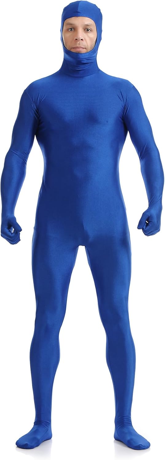 ATHX Men's and Women's Spandex Open Face Bodysuit Costume Adult Stretchy Halloween Cosplay Body Suit Zentai Suit Outfits