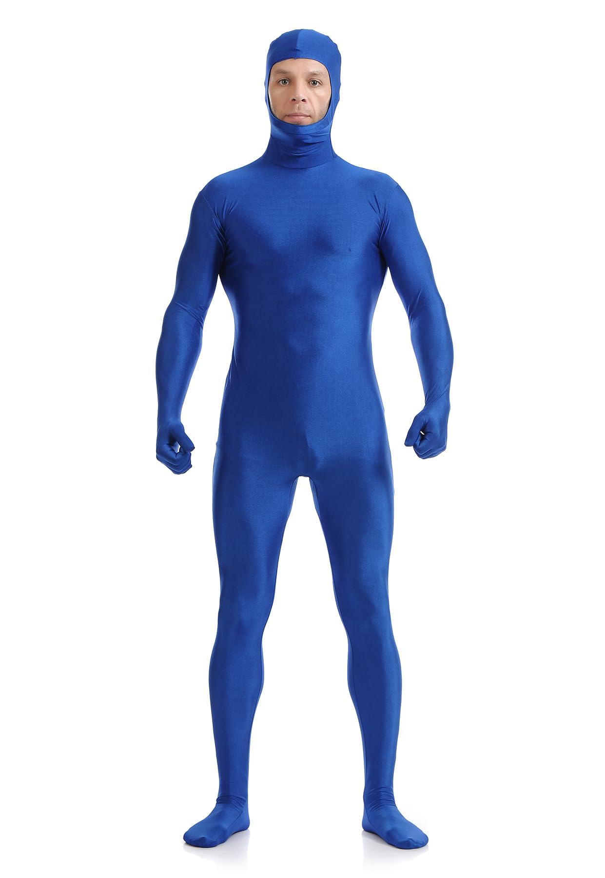 ATHX Men's and Women's Spandex Open Face Bodysuit Costume Adult Stretchy Halloween Cosplay Body Suit Zentai Suit Outfits