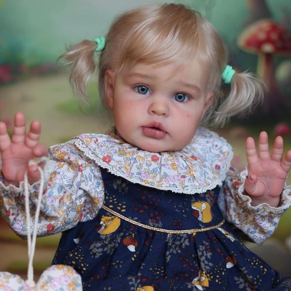 ROSHUAN 24 Inch Realistic Reborn Baby Doll Girl - Weighted Soft Body, Curly Hair, Hand-Rooted, With Outfit & Accessories - View #14
