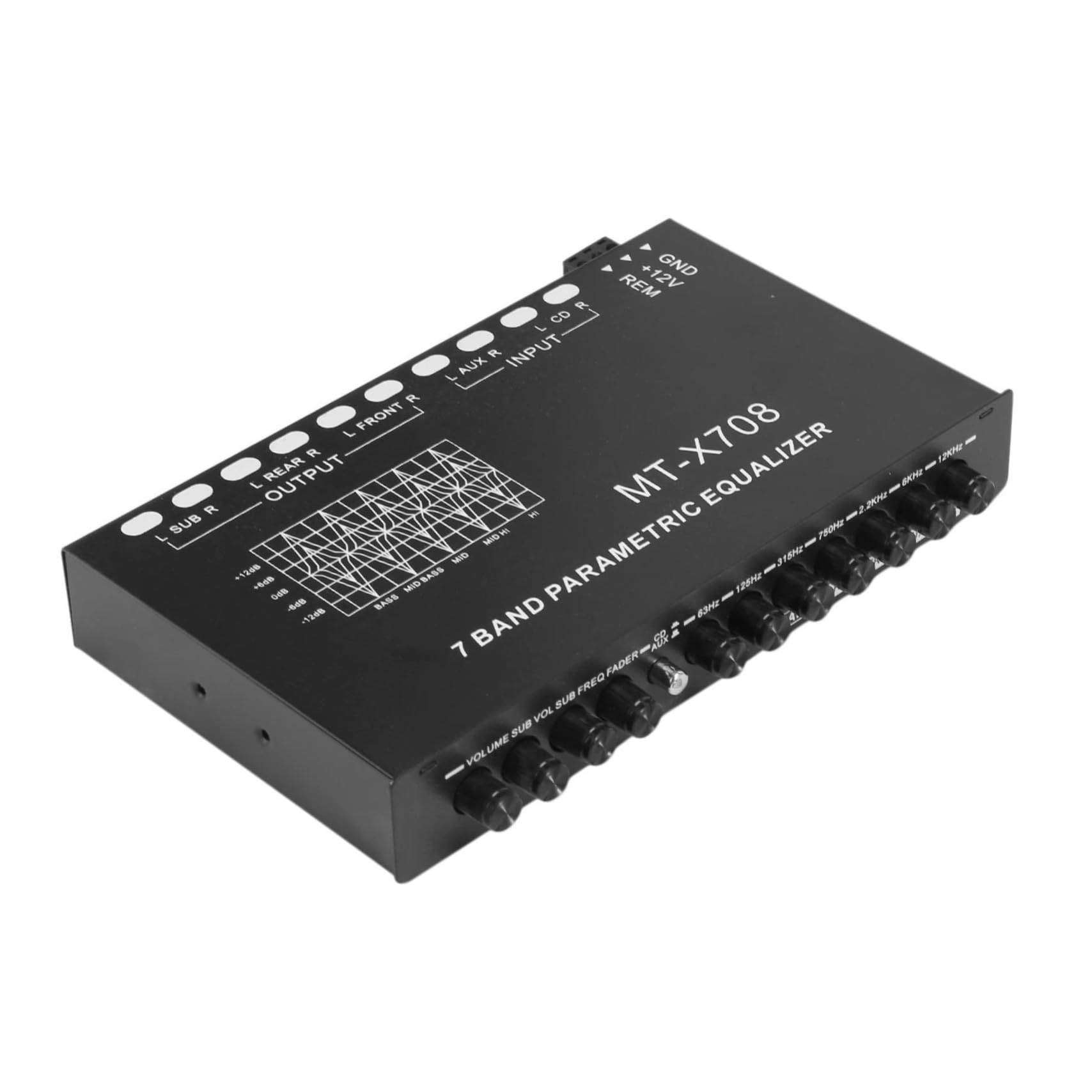 Amosfun Ecualizador de Coche de 7 Bandas Amplificador Digital Ajustable Ecualizador Estéreo para de Sonido de Automóvil y Conveniente