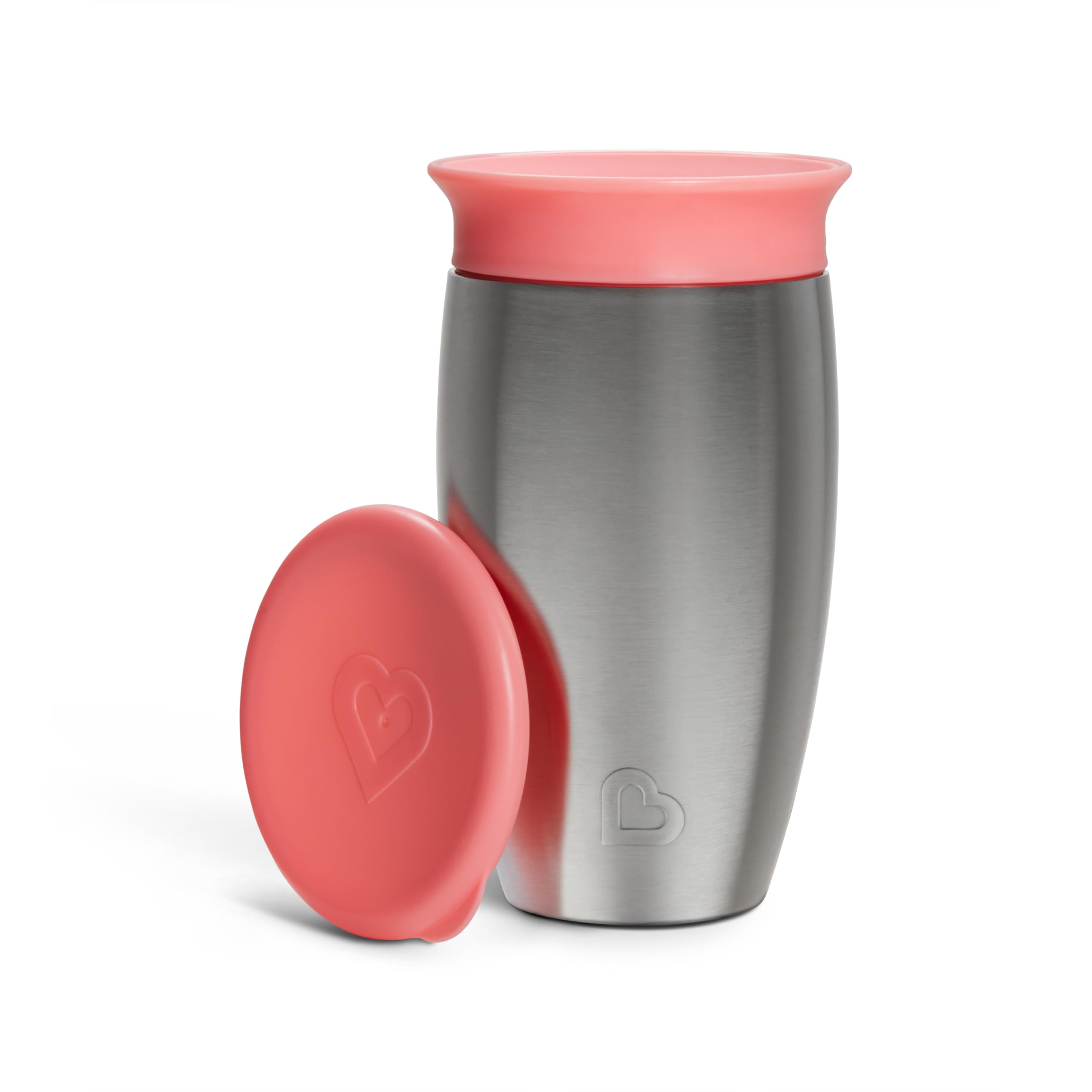 Munchkin Edelstahl Miracle 360 Sippy-Becher | BPA-freier Kleinkind- & Baby-Sippy-Becher | Ideal für Abstillen | Auslaufsichere Kinderbecher | 12+ Monate | 10oz/296ml | Rosa