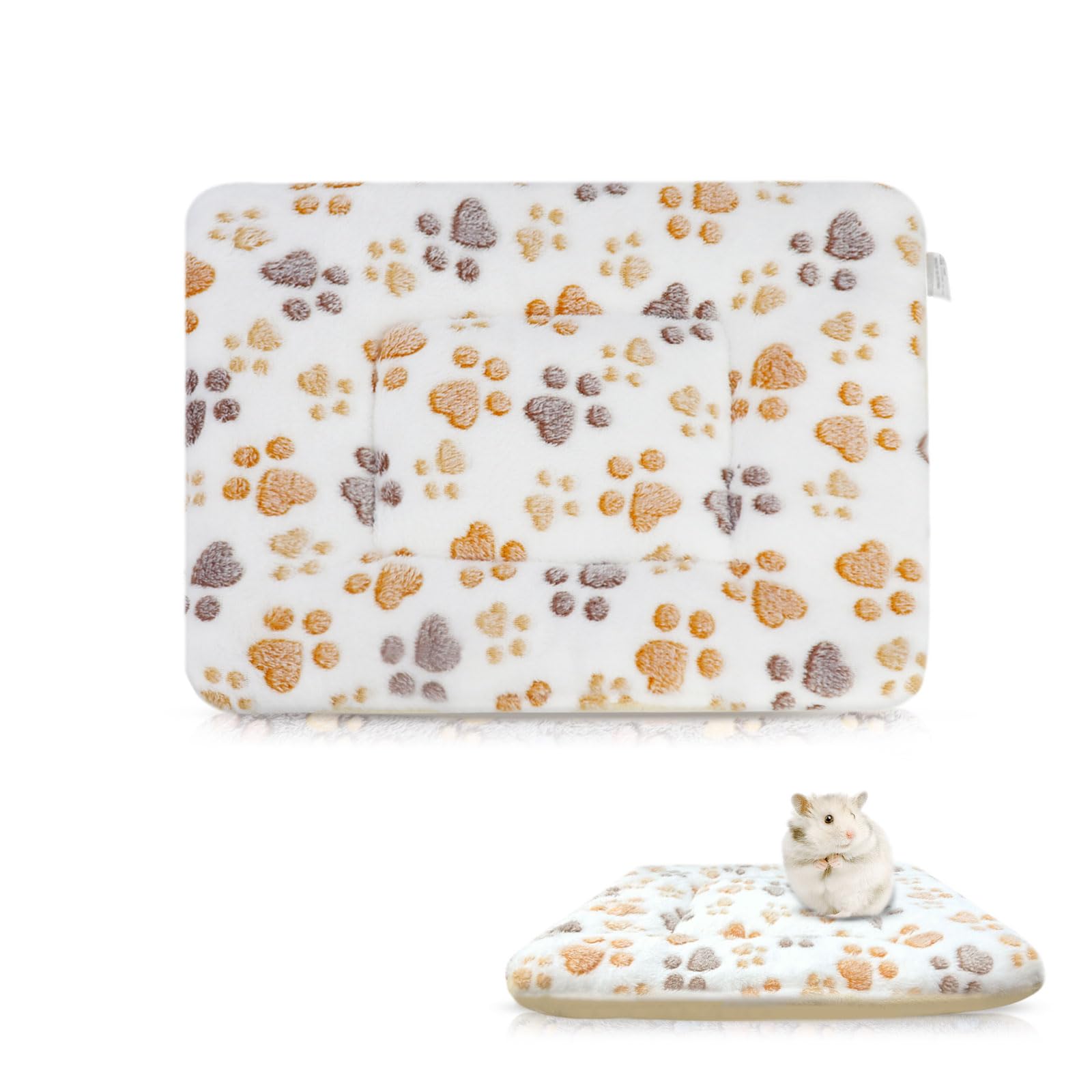 LuckyOpt Guinea Pig Bed, 37 * 30 CM Hamster Bed Plush Mats, Washable Soft Warm Small Animal Bedding for Hamsters, Bunny, Squirrel, Hedgehog, Chinchilla (White)