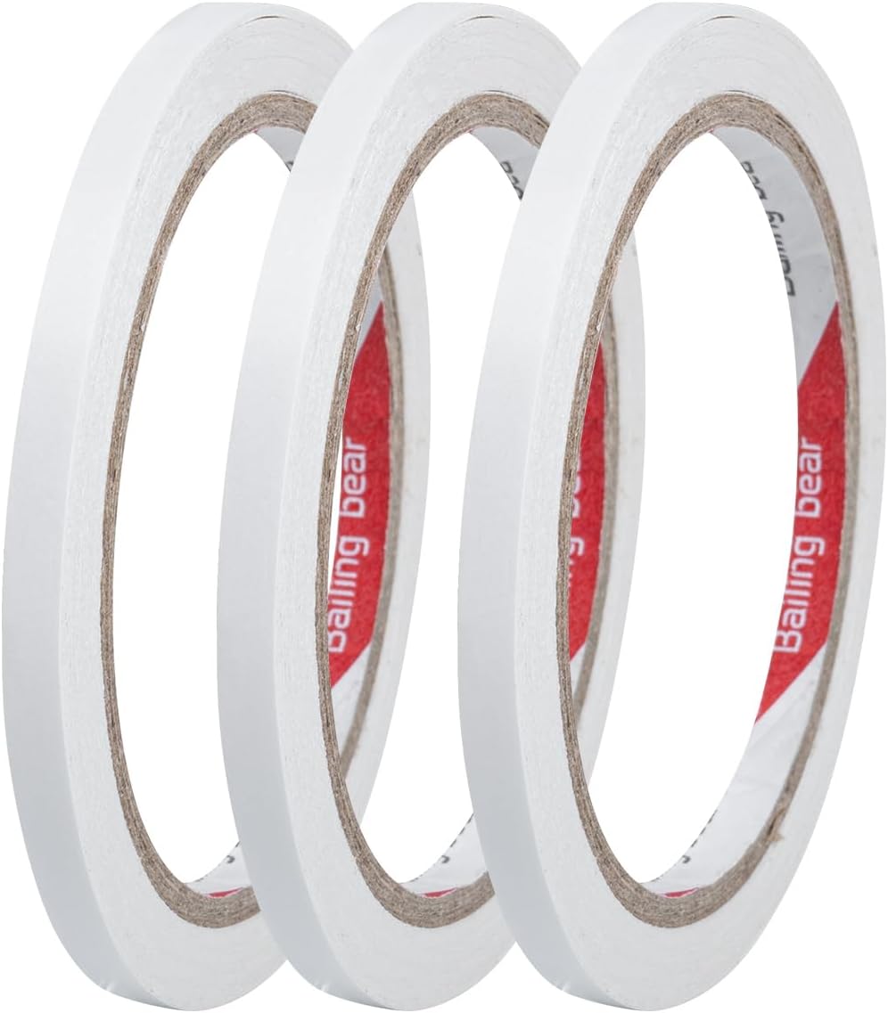 3 Rolls Double Sided Tape Craft, 6mm x 15Metre Double Side Tapes Adhesive Sticky, Multipurpose Clear Adhesive Double-Sided Tape for DIY Cards Gifts Photos Wallpaper Crafts Ribbon Event Decorations