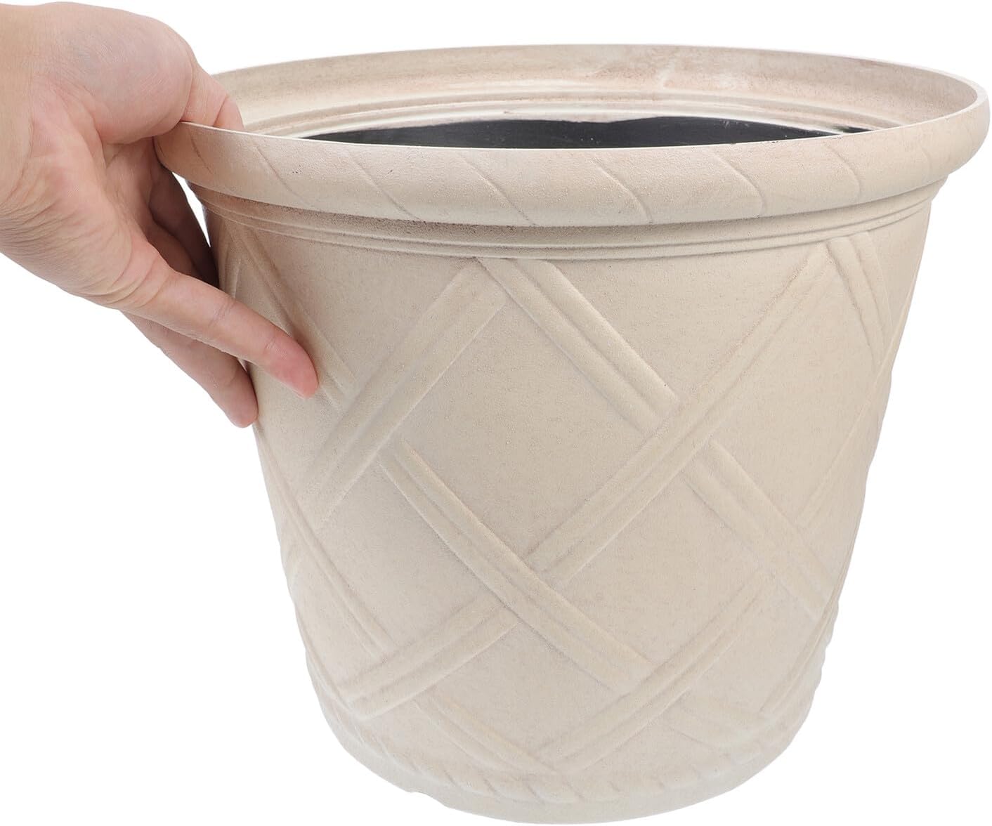 12-inch Resin Antique Roman Pattern Planter for Outdoor Plants, Rustic Bonsai Flower Pot with Stone Texture, Single Garden Pot for Patio and Balcony Decor Random Style