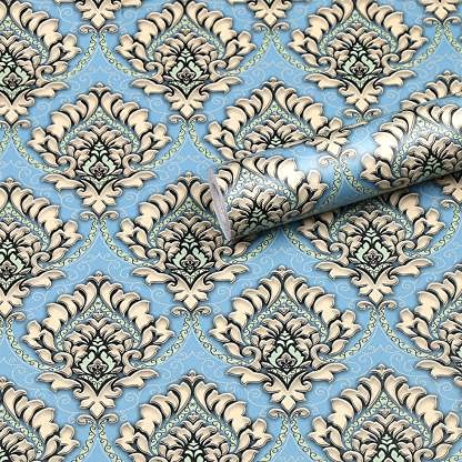 SV COLLECTIONS Sky Blue Damask Peel and Stick Wallpaper for Bedroom LIVINGROOM Restaurant PVC SELF Adhesive Wallpaper 200 * 45 cm - 9 SQFT Approx (B09C1L5WVN) Amazon Price History, Amazon Price Tracker
