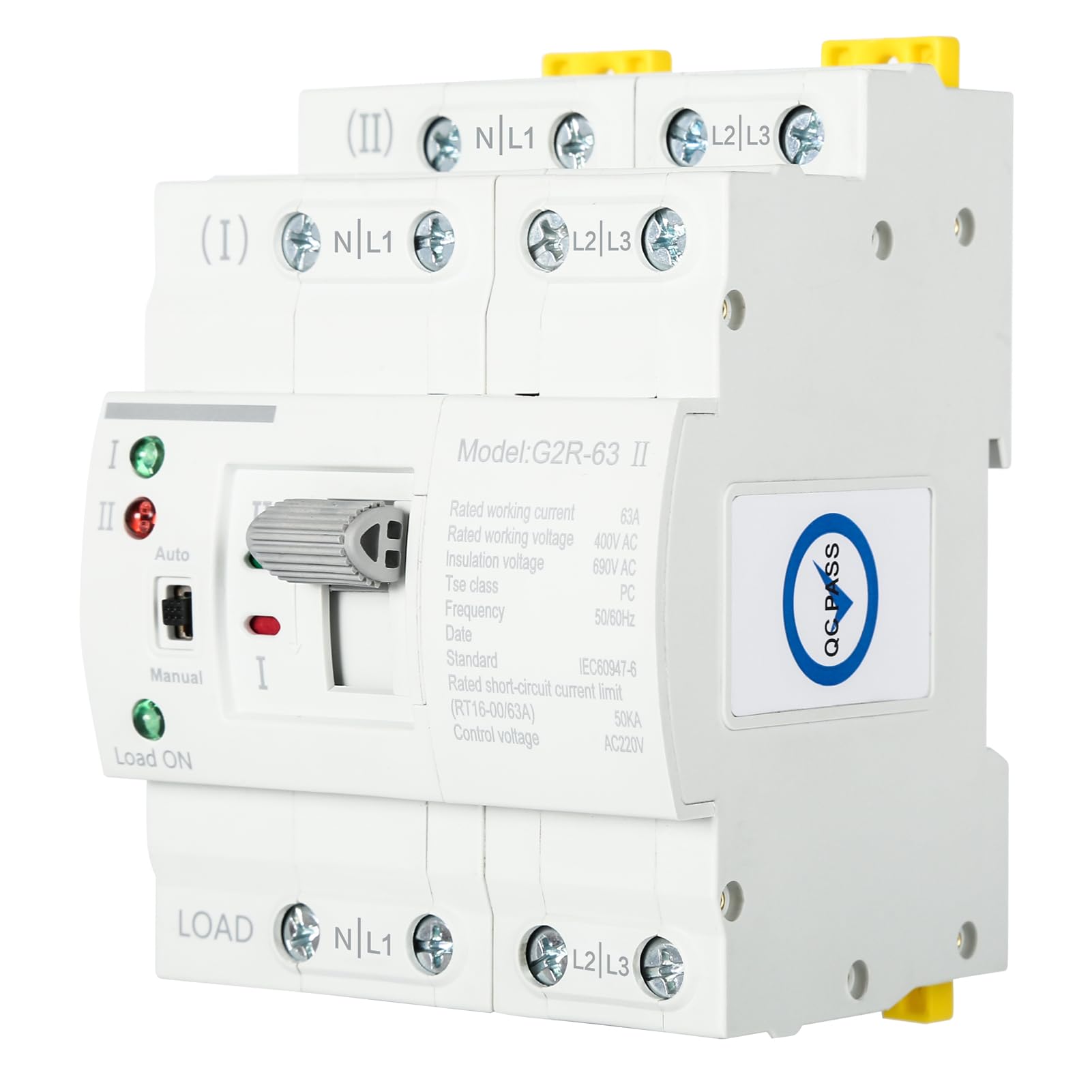 DEWIN Automatischer Transferschalter ATS G2R 4P 63A DIN-Schiene Dual Power 400V