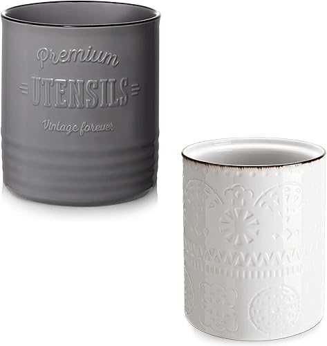 DOWAN Bundle - Soporte para utensilios gris + soporte para utensilios Whtie