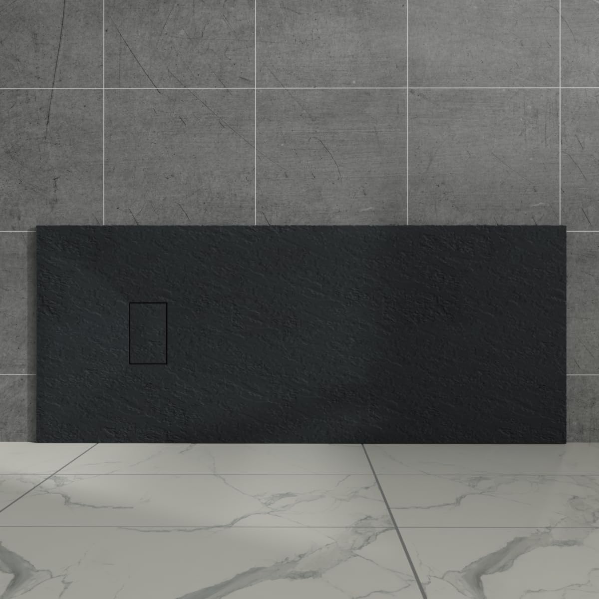 Aquariss Black Rectangular Shower Tray 1800x700mm with Waste