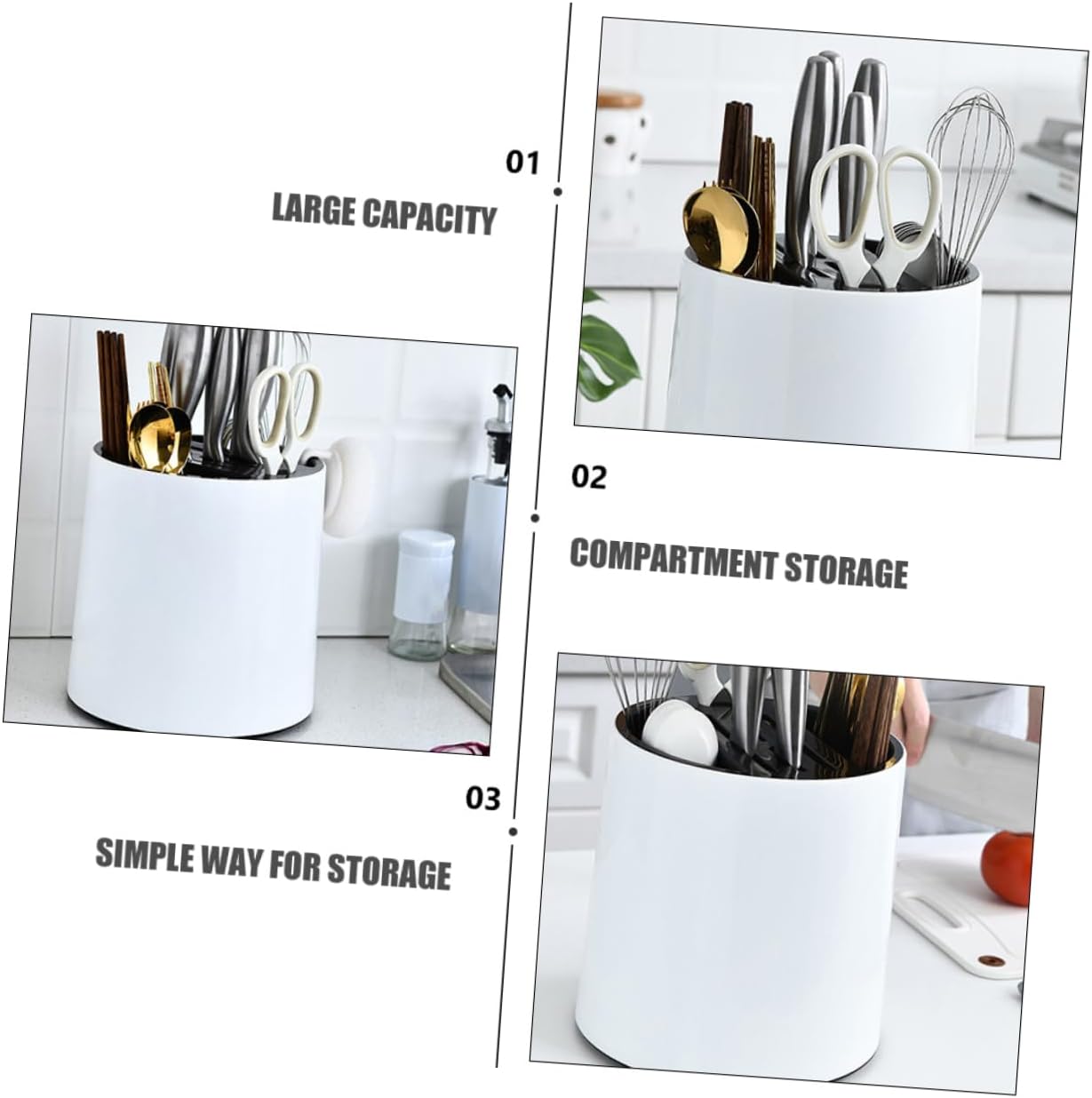 LABRIMP Rotating Kitchen Knife Storage Rack Cutlery Organizer Utensil Holders for Kitchen