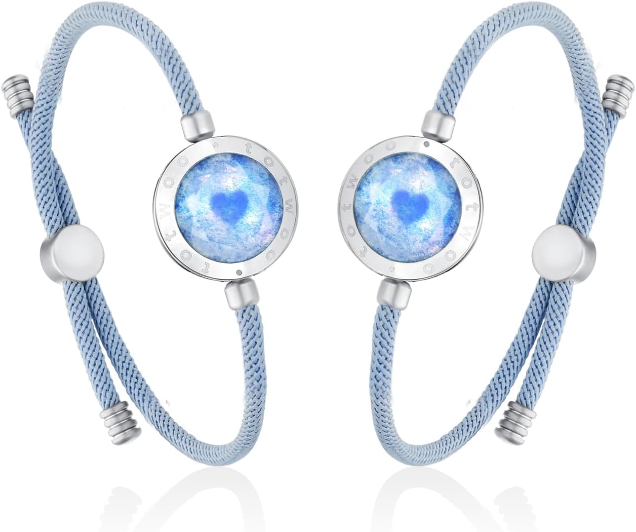 TOTWOO Long Distance Touch Bracelets for Love, Vibration & Light Up Pairing Bracelets, Gifts for Mother-Daughter, Sisters, Women's Fashion Smart Jewelry, One-to-One Bluetooth Pairing via App