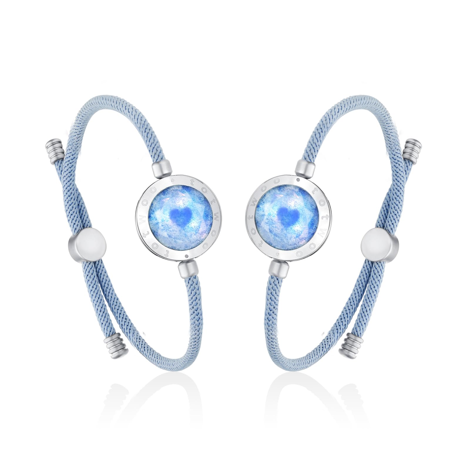 TOTWOOLong Distance Touch Bracelets, Light up & Vibration for Love - Pair of Couples Bracelets Long Distance Relationship Gifts for Girlfriend, Mother-Daughter, Sisters, Women's Fashion Smart Jewelry, Bluetooth APP Set Up Pairing Jewelry