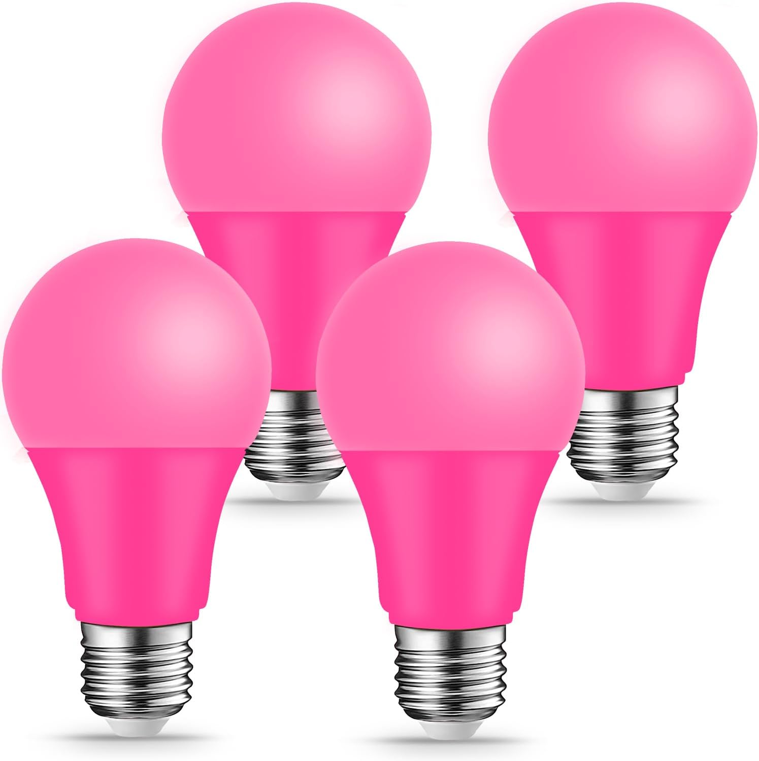 KQHBEN Pink Light Bulbs [ 4 Pack ] 9W（60W Equivalent） E26 Base LED