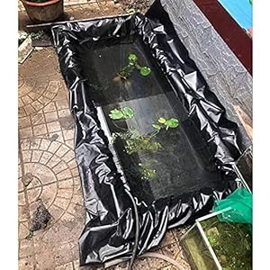 Geyao Vijvervoering vijverfolie, HDPE versterkte voering, 1 x 2 m, 2 x 2 m, 2,5 x 2,5 m, 2,5 x 3 m, 3 x 5 m, 4 x 7 m, 6 x 9 m, 6 x 12 m, 8 x 11 m, 8 x 12 m, 10 x 15 m (maat 6 ft x 16 ft/2 x 5 m)