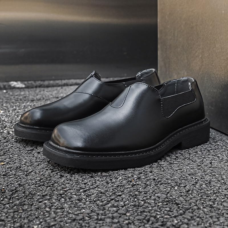 Oxford Shoes for Men Tuxedo Working Classic French Leather Pointed Toe Slip-on Non Slip Block Heel Anti-Slip Slip Resistant Classic2