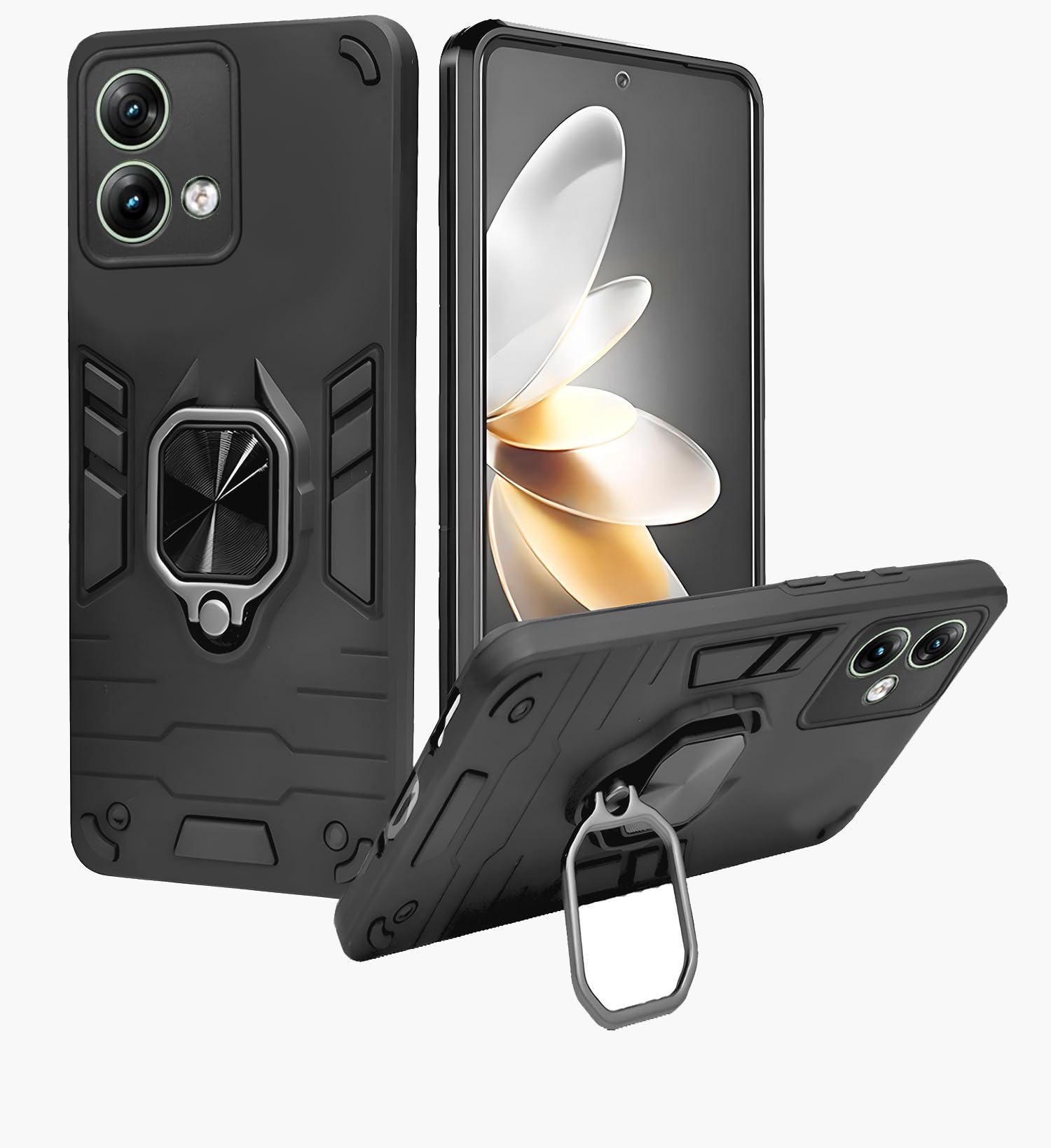 A rtistque Armor Bumper Back Case Cover for Motorola Edge 40 Neo | Stylish Ring Holder & Inbuilt Stand | Shockproof TPU Protective Design | 360 Degree Back Cover - Black (B0D5MFXHLH) Amazon Price History, Amazon Price Tracker