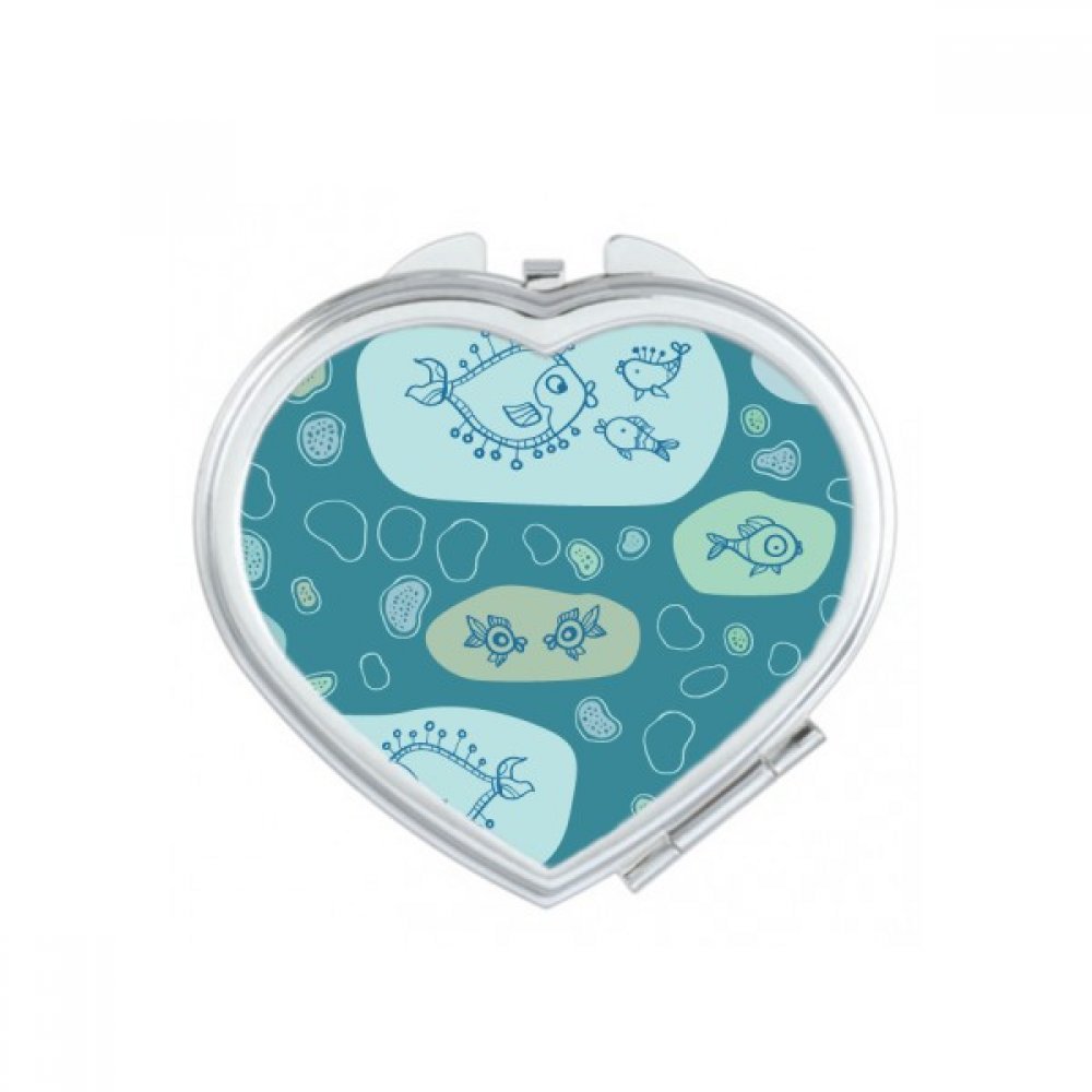 Miroir compact mignon et petit miroir main de poche pour maquillage avec motif poisson