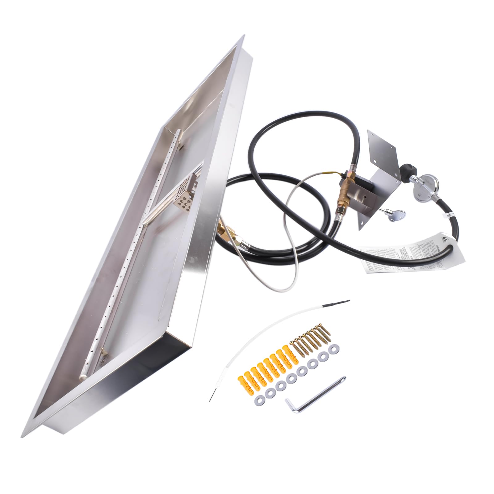 36 x 12 Inch Stainless Steel Propane Gas Rectangular Drop-in DIY Fire Pit Kit Burner Kit with H Burner & Spark Ignition 150,000 BTU
