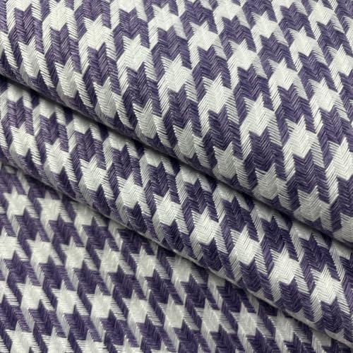 Tissu d'ameublement pied-de-poule - 150 cm de large - Tissu jacquard en coton pour couture, taie d'oreiller, vêtements, nappe, impression pied-de-poule (violet)