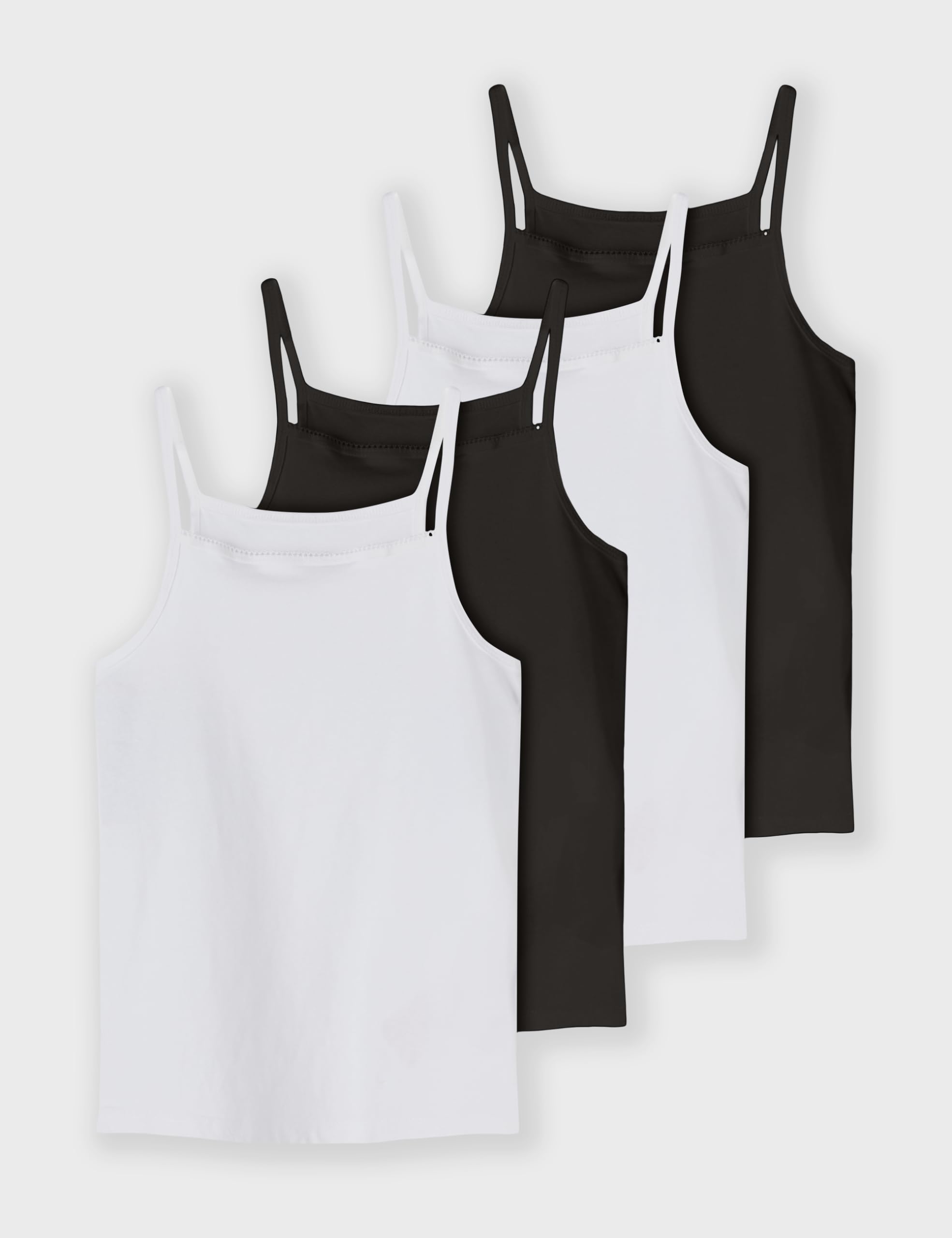 NAME IT Nkfstrap Top 4p Black White Solid Nkfstrap Top 4P Black White Solid Bambine e Ragazze (Pacco da 1)