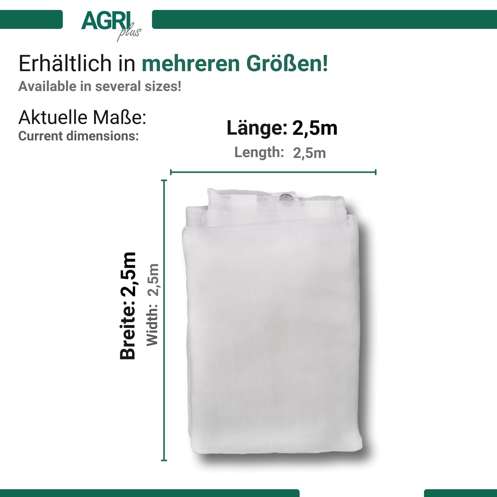AGRI plus Poolnetz mit Ösen I 2,5 x 2,5 m I Verschiedene Maße I Engmaschiges Netz 0,8 x 0,8 mm I Abdeckung für Pool I Schutznetz mit Randverstärkung I Abdecknetz UV-stabil & wasserdurchlässig