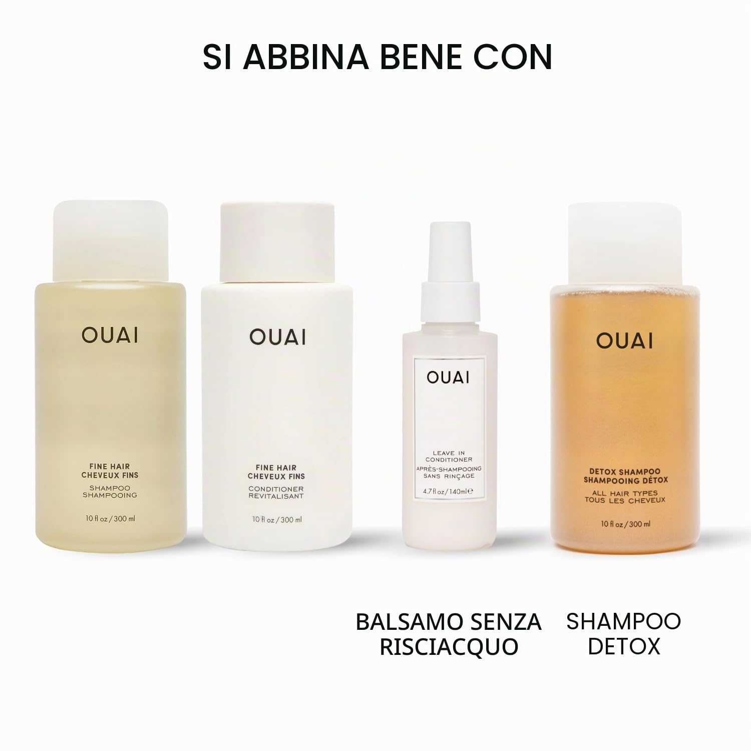OUAI Set di shampoo fine + balsamo, privo di solfati. 10 once ciascuno.