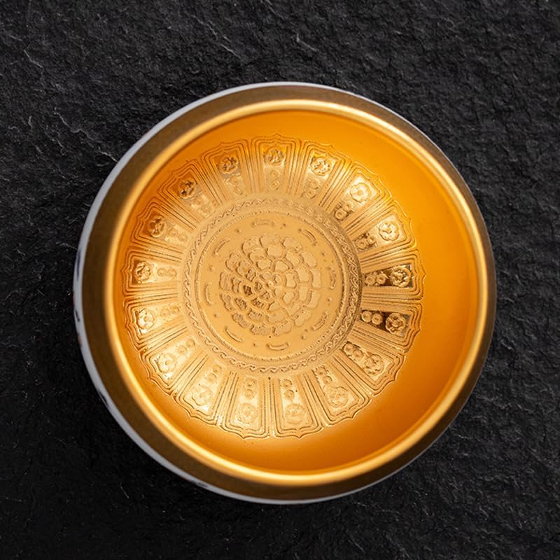 Tea Cup Gilded Owner's Hand-Painted Eighteen Arhats Ink-and-Color Vintage Zen-Inspired Personal Set Soaking Container