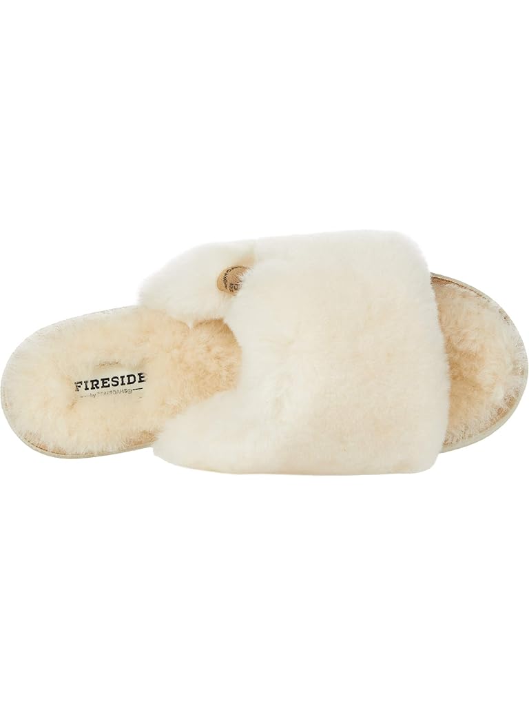 Beige Dearfoams Cairns Genuine Shearling Slide