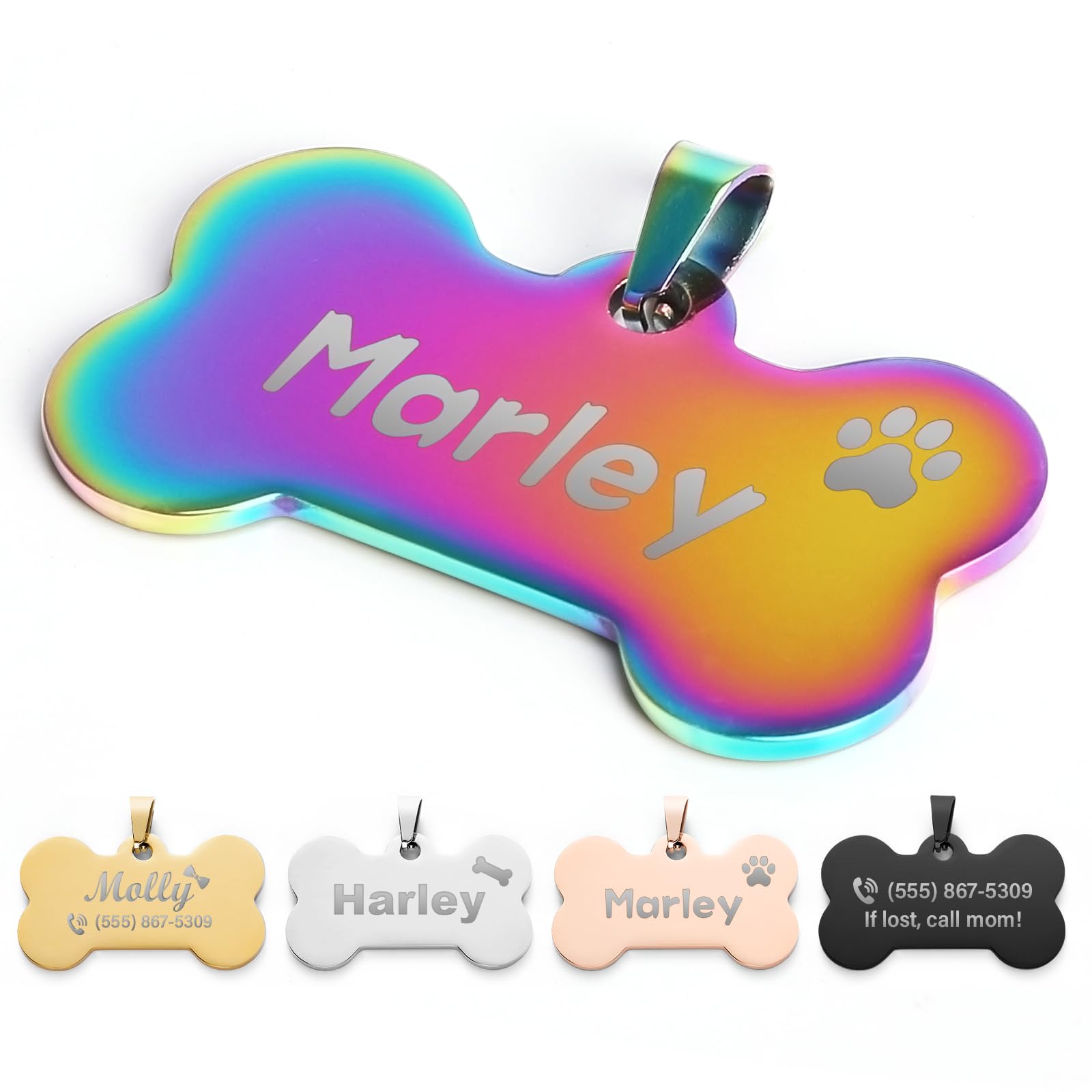 Dog Tags Engraved for Pets Cute Dog Name Tags Stainless Steel Personalized Custom Dog Tags Cat Tag Dog