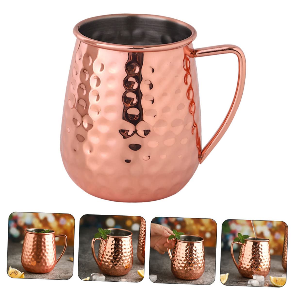Uonlytech Taza de Acero Inoxidable Martillada para Cócteles Taza para Bar Resistente Capacidad Diseño Práctico y Ligera para Uso Familiar y Profesional