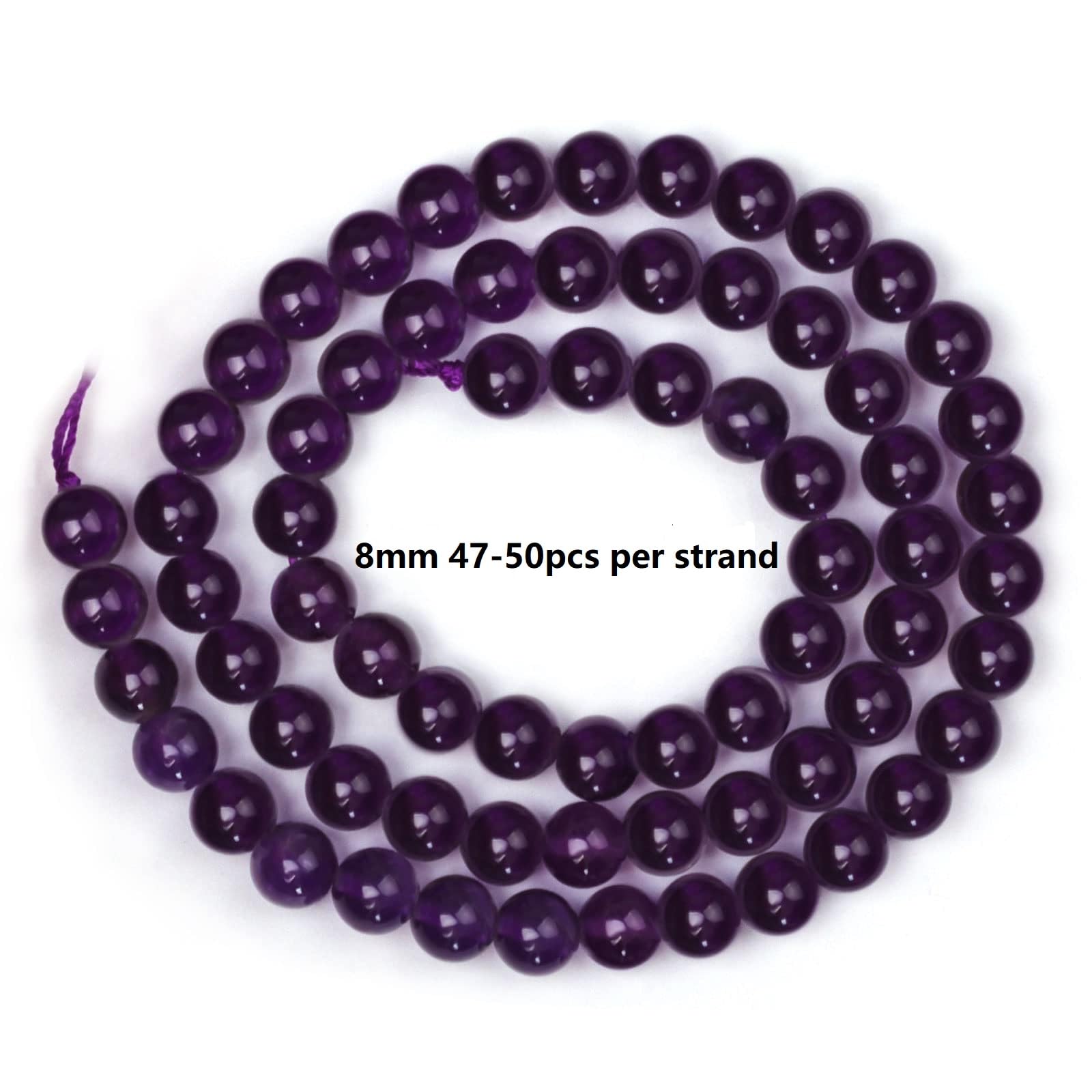 8mm Round Amethyst Deep Purple Gemstone Beads - Image 3