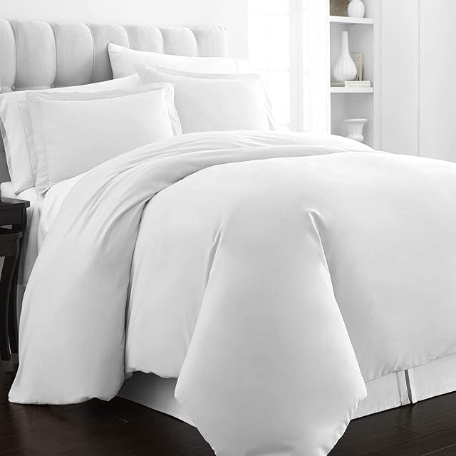 100% Cotton White King Size Duvet Cover Sets, 400 Thread Count Long Staple Cotton Quilt Covers King Size 230 x 220 cm, Sateen Duvet Cover King Size with Button Closure (White Duvet Cover) - Pizuna